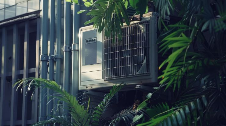 Professional HVAC technician servicing unit